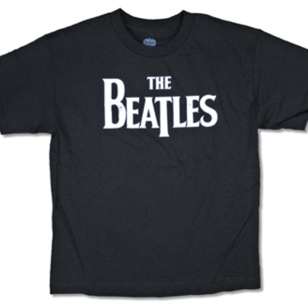 Beatles Black Distressed Logo T-Shirt